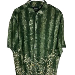 Puritan Bamboo Print Green Button Up Shirt Men’s Size L